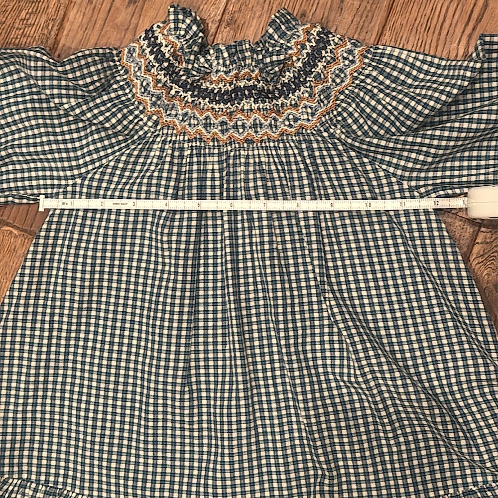 Doen - Long Sleeve Smocked, Blue, Plaid Dress - Size 2T - Picture 4 of 5